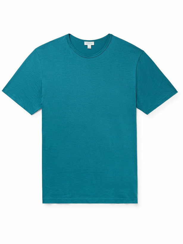 Photo: Sunspel - Slim-Fit Cotton-Jersey T-Shirt - Blue