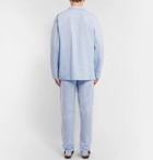 Hanro - Ryan Contrast-Tipped Cotton-Jacquard Pyjama Set - Men - Light blue