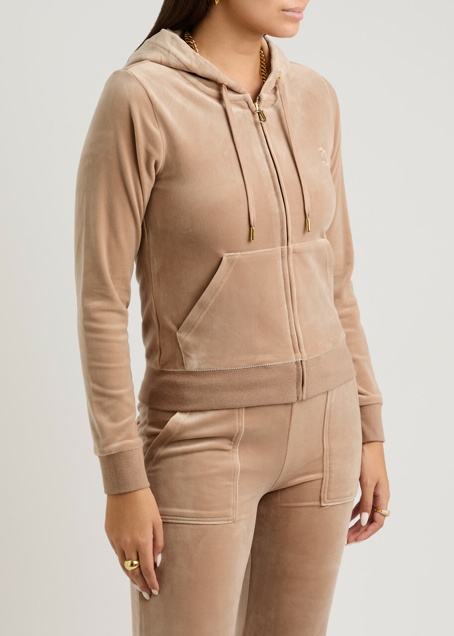 Juicy Couture Robertson Hooded Velour Sweatshirt Caramel