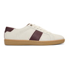 Saint Laurent White and Burgundy Court Classic SL/01 Sneakers