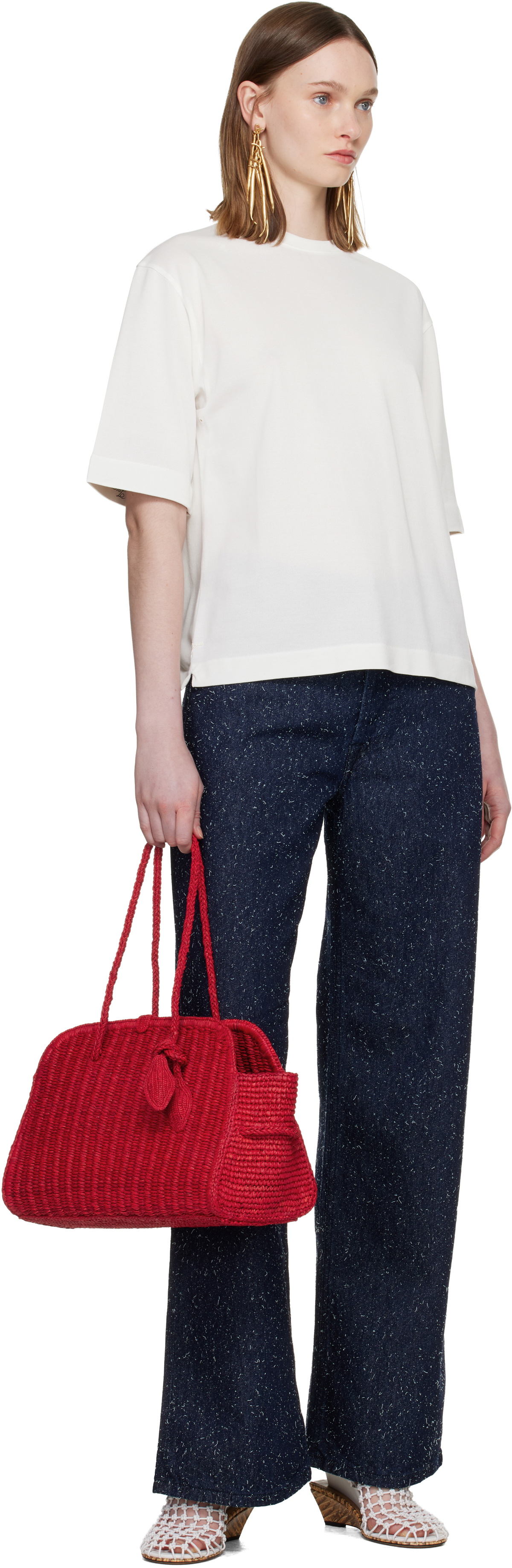 JACQUEMUS Red 'The raffia Turismo' Bag