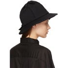 Ys Black Gabardine Button Bucket Hat