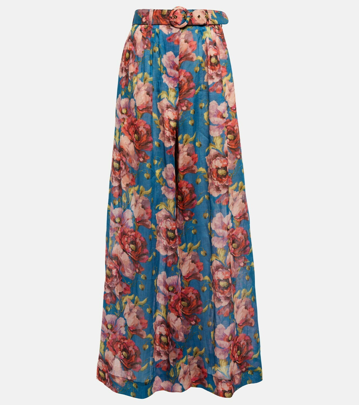 Zimmermann - Floral high-rise wide-leg ramie pants Zimmermann