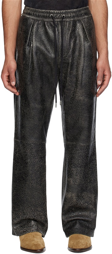 Photo: GUESS USA Black Drawstring Leather Pants