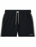 CELINE - Straight-Leg Logo-Embroidered Striped Jersey Drawstring Shorts - Black
