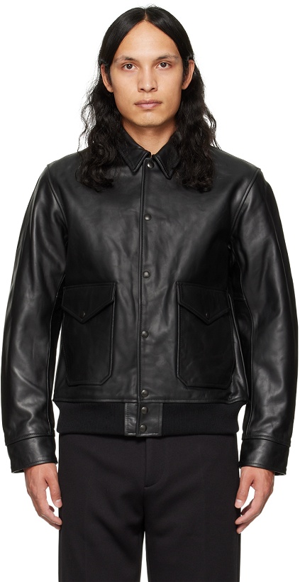 Photo: BEAMS PLUS Black Beams Plus Leather Jacket