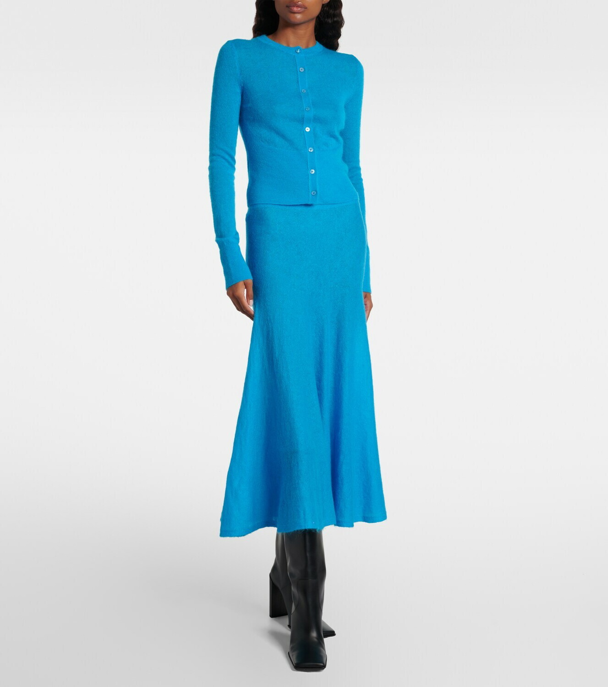 Alaïa Circle mohair and wool-blend midi skirt