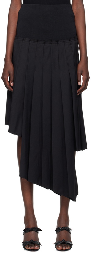 Photo: Rokh Black Ribbed Pleated Midi Skirt
