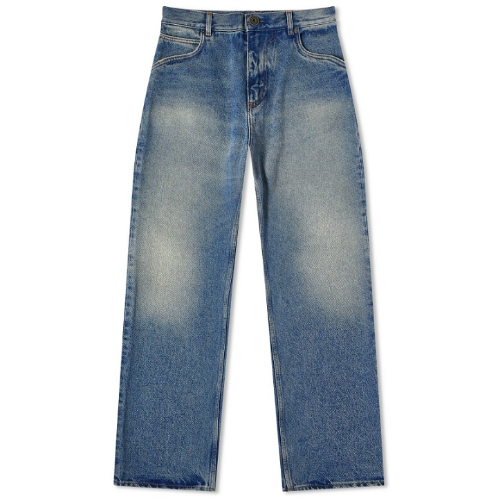 Photo: Balmain Men's Regular Denim Jeans in Blue Wash