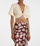 Rabanne Embellished cotton jersey crop top