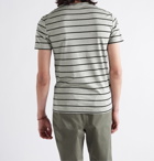 POLO RALPH LAUREN - Slim-Fit Logo-Embroidered Striped Melangé Interlock Cotton T-Shirt - Gray