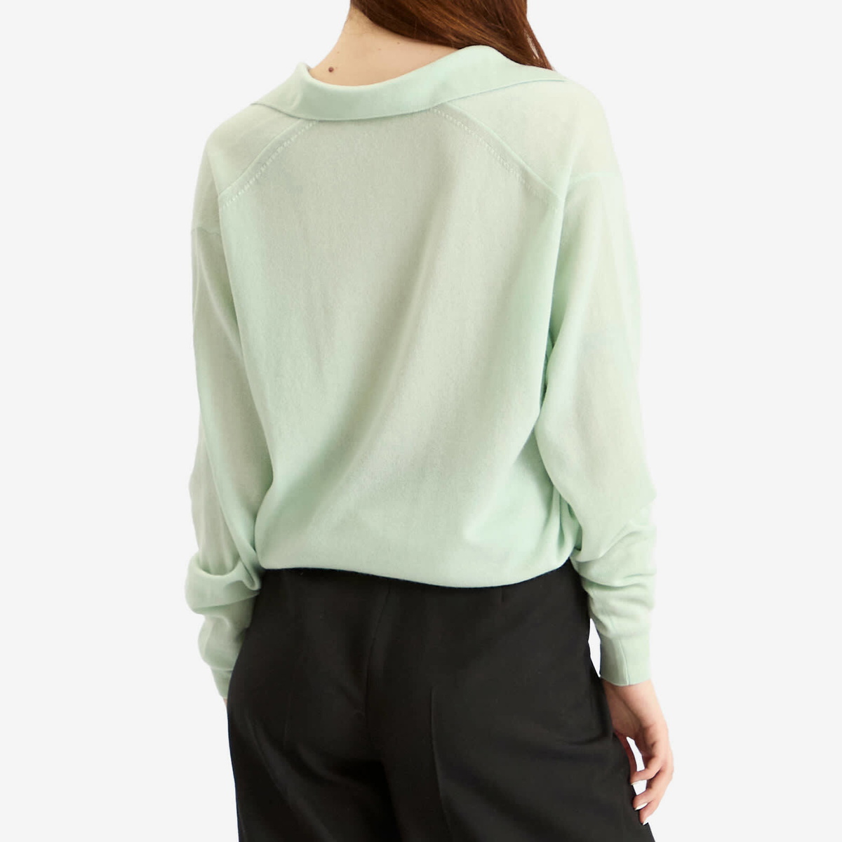 Auralee Women's Cashmere Silk Knit Skipper Polo in White