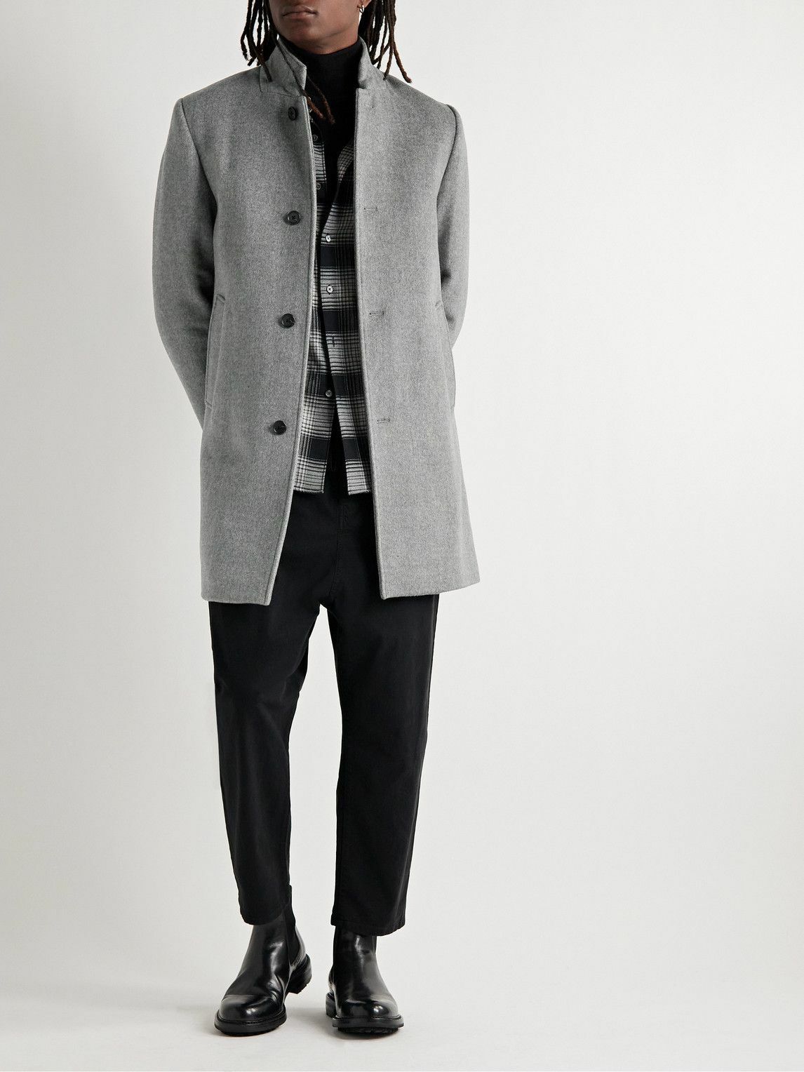 Club Monaco - Loukas Wool-Blend Flannel Coat - Gray Club Monaco