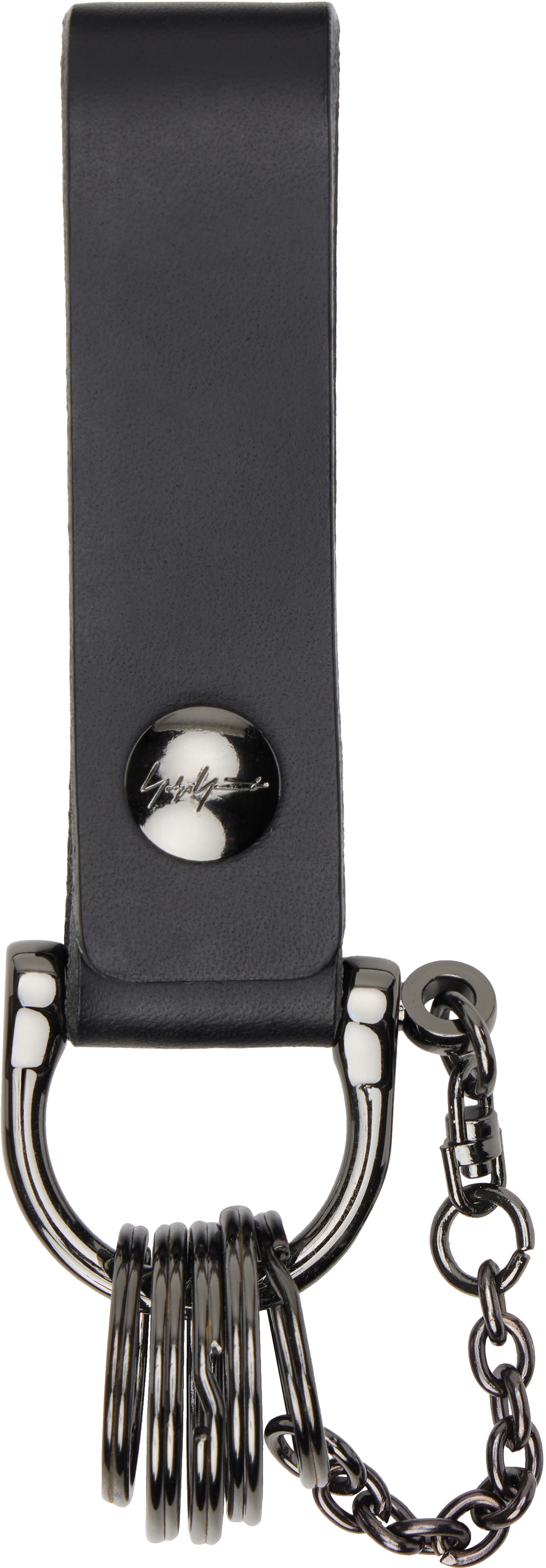 YOHJI YAMAMOTO Black Leather Keychain