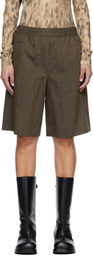 GANNI Brown Light Wool Melange Boxer Shorts