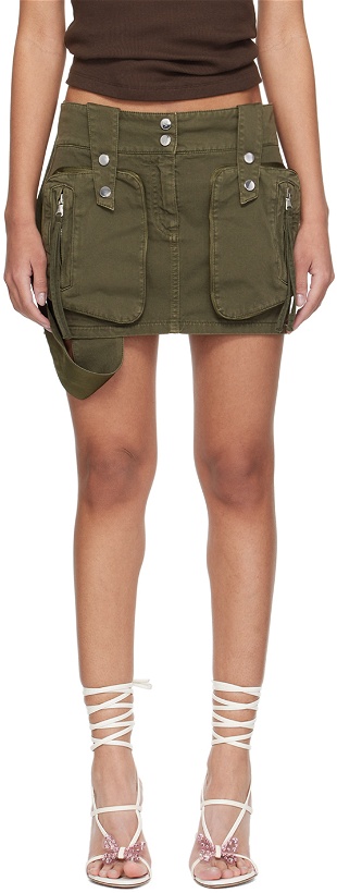 Photo: Blumarine Khaki Cargo Pocket Denim Miniskirt