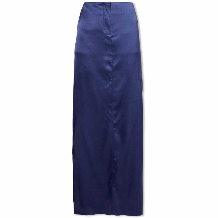 Photo: Mother of All Women's Rylie Maxi Satin Skirt in Navy