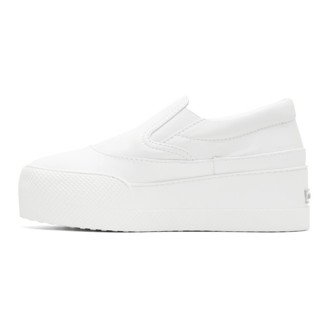 Miu Miu White Pointed Platform Slip-On Sneakers Miu Miu