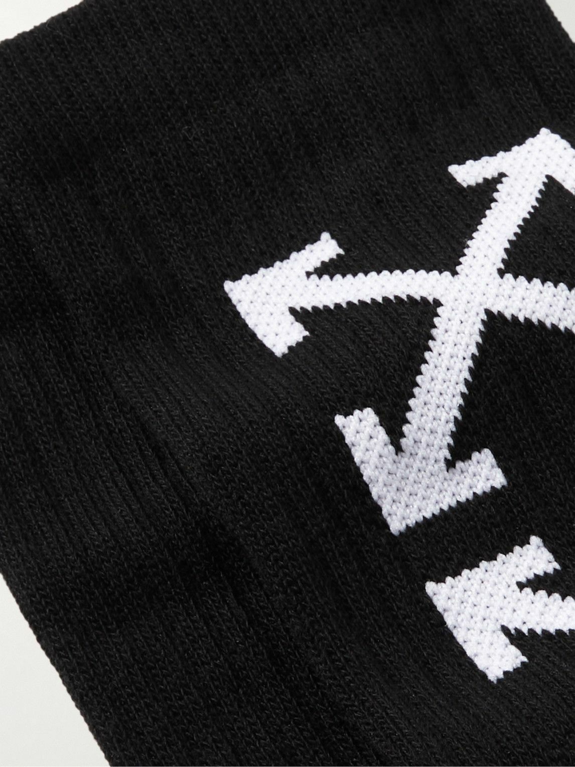 Off-White - Arrow Bookish Ribbed Stretch Cotton-Blend Socks Off-White