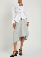 Vivienne Westwood Aerodrome Striped Asymmetric Cotton Midi Skirt White
