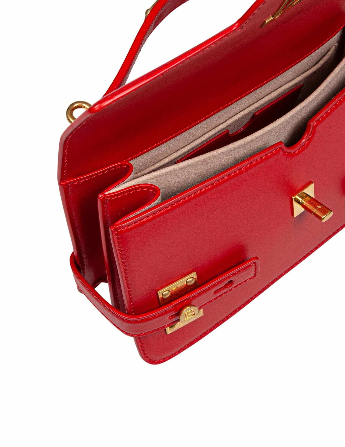 Balmain B-buzz Red Leather Handbag