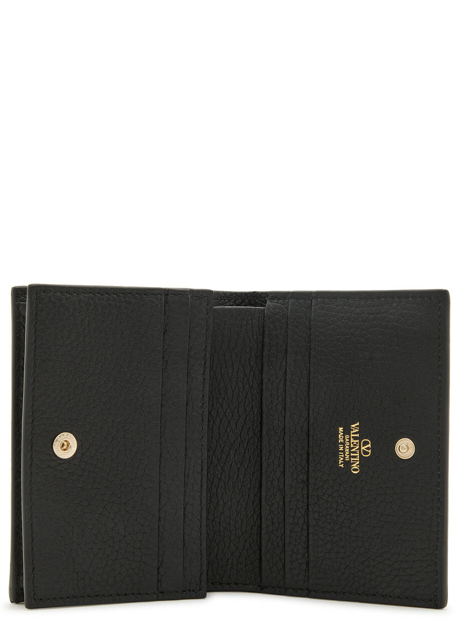Valentino Rockstud Grained Leather Wallet - Black - One Size