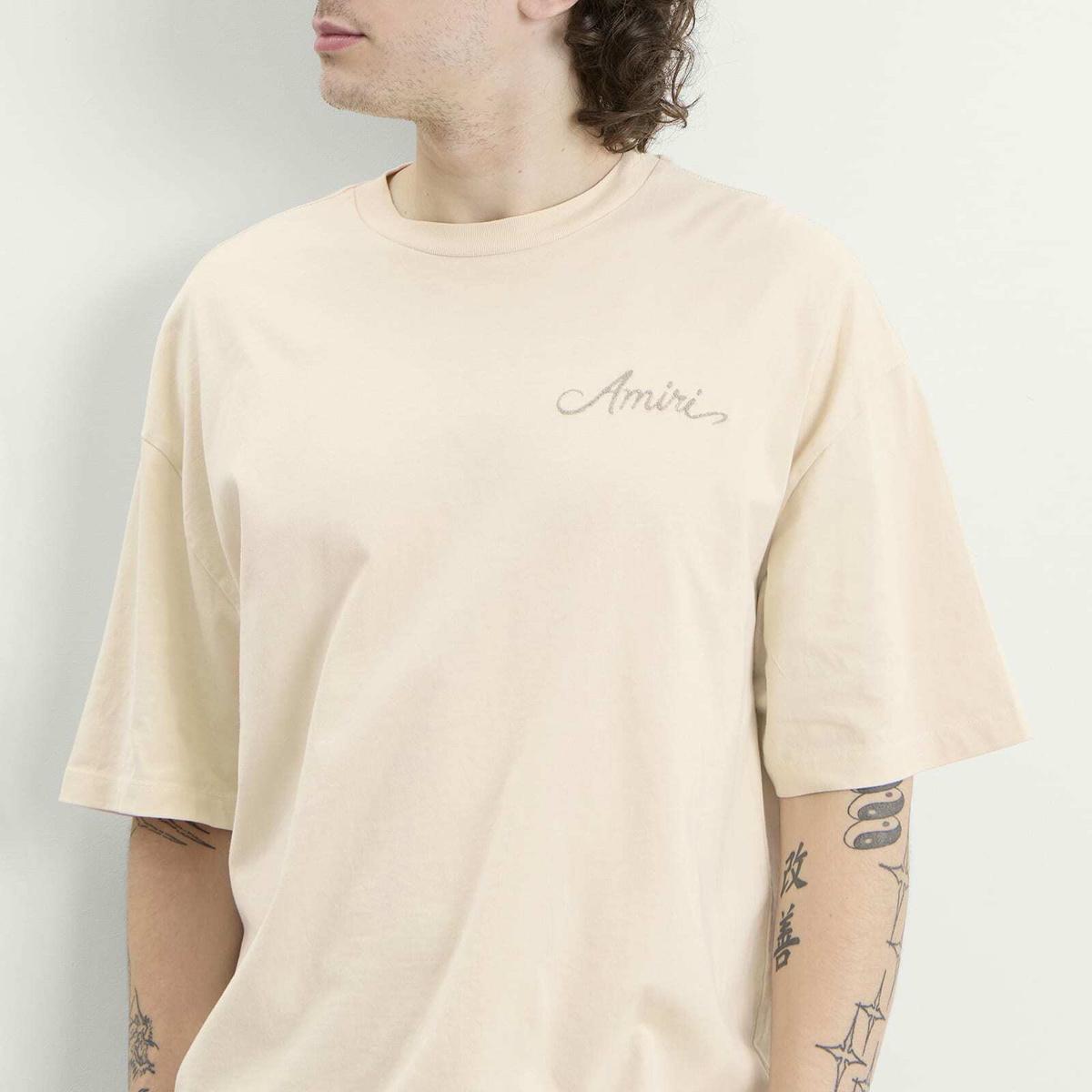 Amiri Men's MA Check Patch Skate T-Shirt in Alabaster