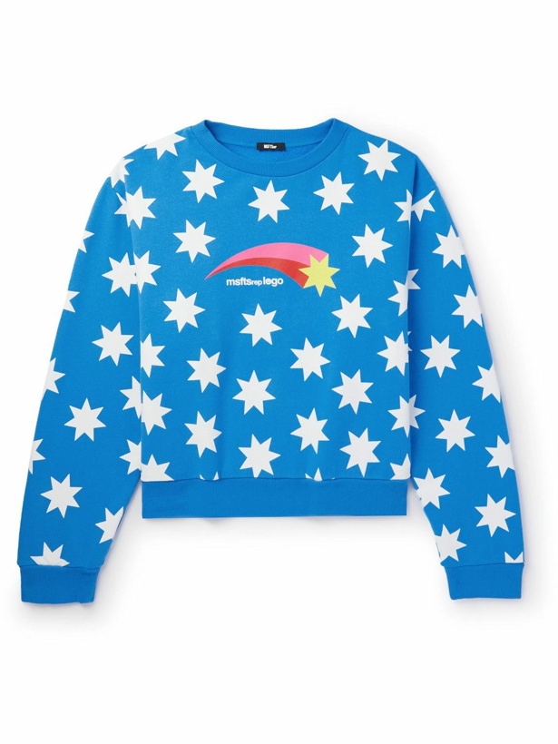 Photo: MSFTSrep - Cropped Logo-Print Cotton-Jersey Sweatshirt - Blue