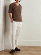 Sunspel - Crochet-Knit Cotton Polo Shirt - Brown