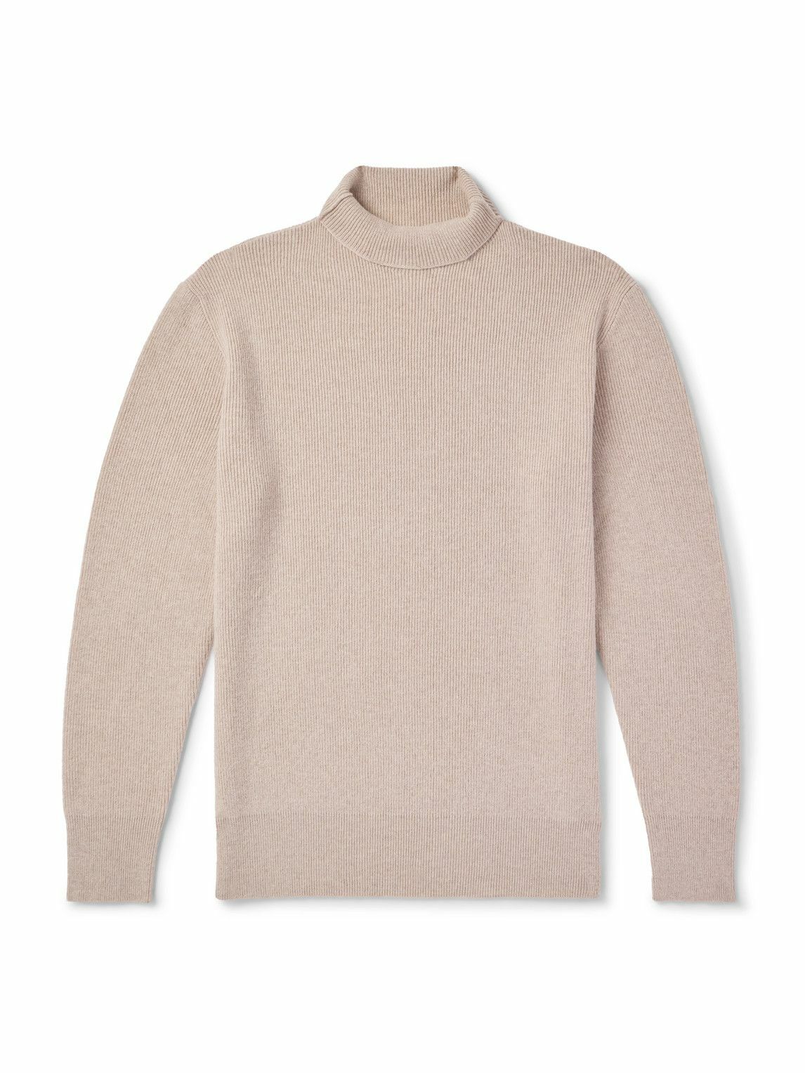 MILES LEON - Ribbed Merino Wool and Cashmere-Blend Rollneck Sweater - Neutrals