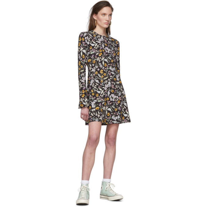 Les Reveries Black Floral Open-Back Dress