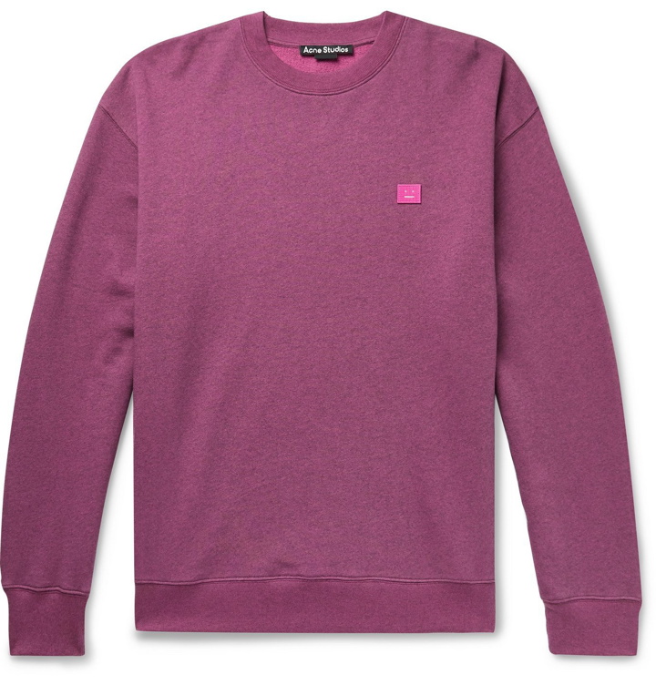 Photo: ACNE STUDIOS - Forba Logo-Appliquéd Mélange Loopback Cotton-Jersey Sweatshirt - Pink