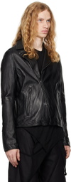 Julius Black Grained Leather Jacket
