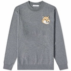 Maison Kitsuné Men's Mini Fox Head Intarsia Comfort Knit in Dark Grey Melange