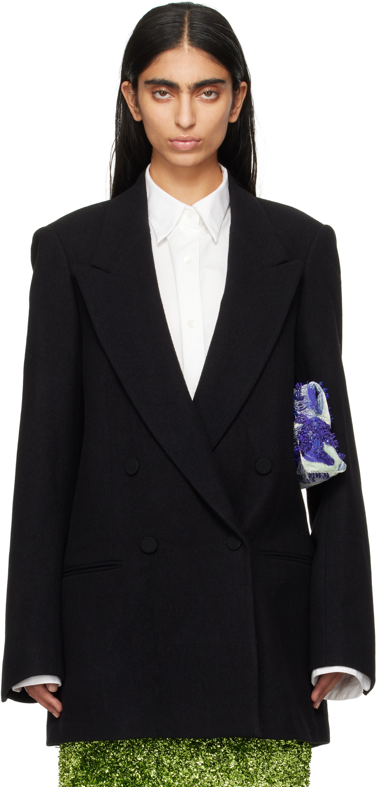 Black Oversized Blazer by Dries Van Noten on Sale