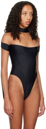 Mugler Black Illusion Neckline Bodysuit