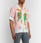 Casablanca - Camp-Collar Printed Silk-Twill Shirt - Pink