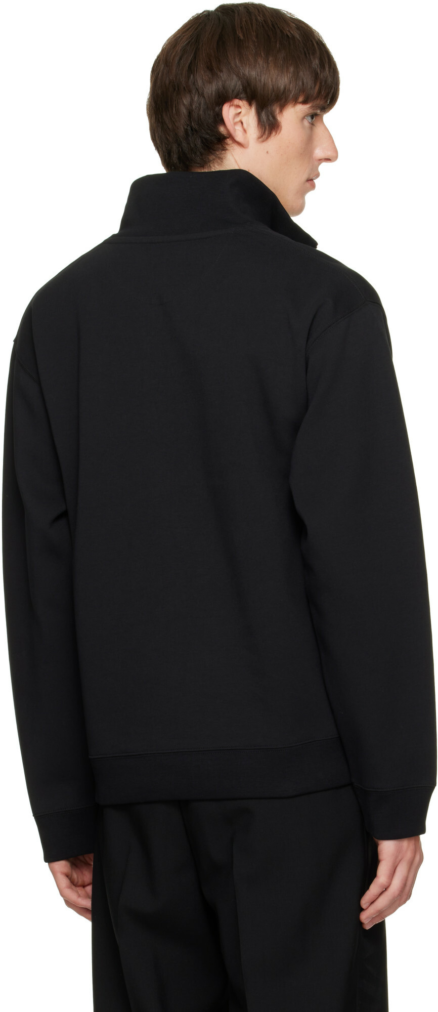 Valentino Black Cotton Quarter-Zip 'V' Badge Sweatshirt Valentino
