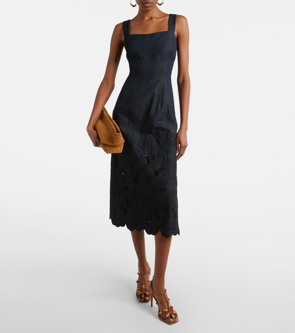 Veronica Beard Rosaura floral denim midi dress