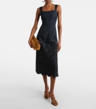 Veronica Beard Rosaura floral denim midi dress