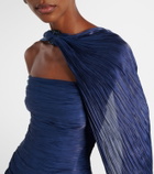 Marmar Halim Pleated caped corset gown