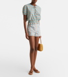 Faithfull Aurora checked cotton and linen shorts