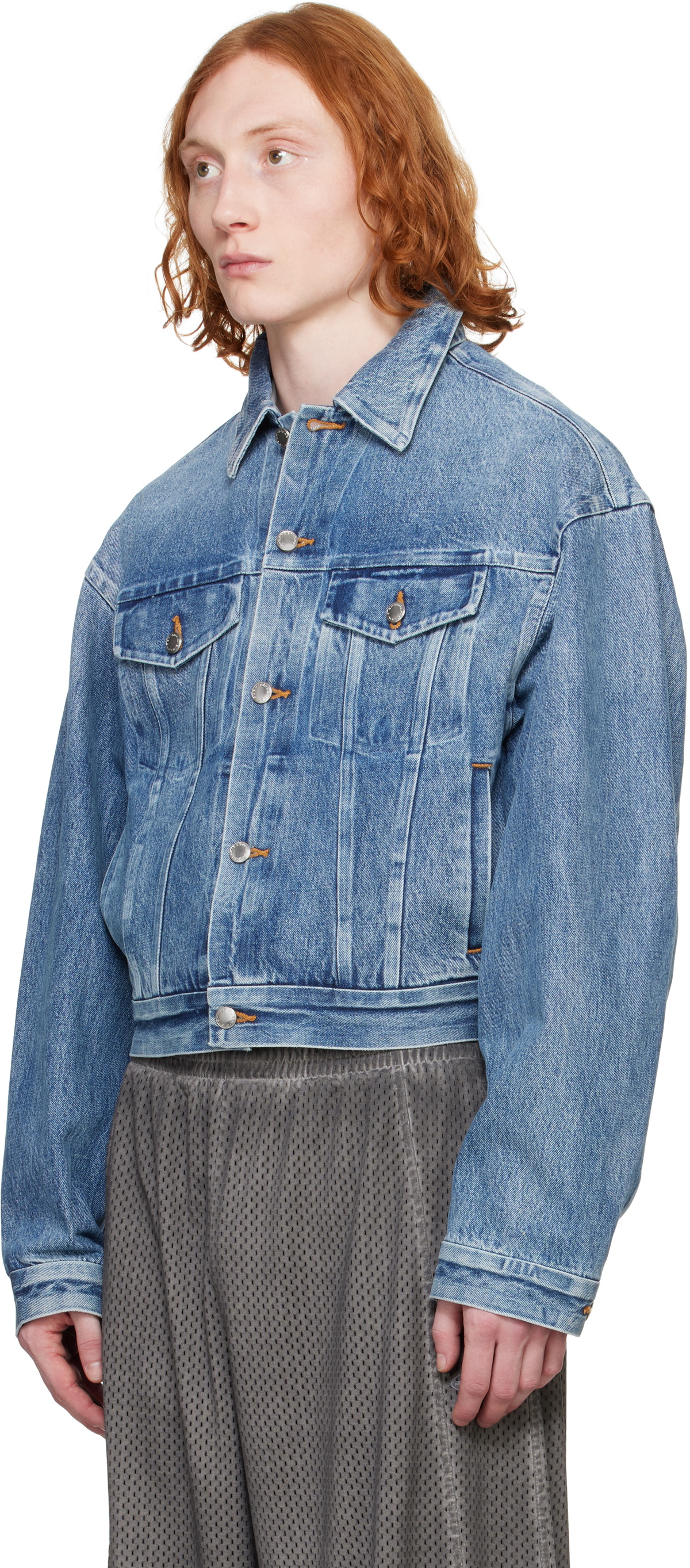 Alexander Wang Blue Rounded Trucker Denim Jacket