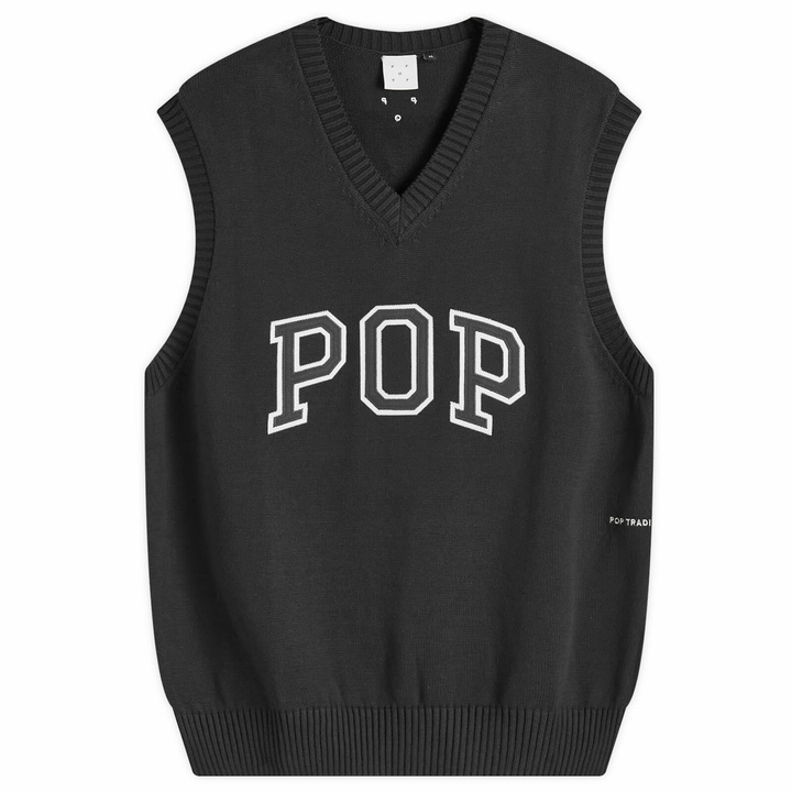 Photo: Pop Trading Company Men's Arch Logo Knit Vest in Anthracite