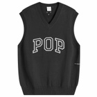 Pop Trading Company Men's Arch Logo Knit Vest in Anthracite