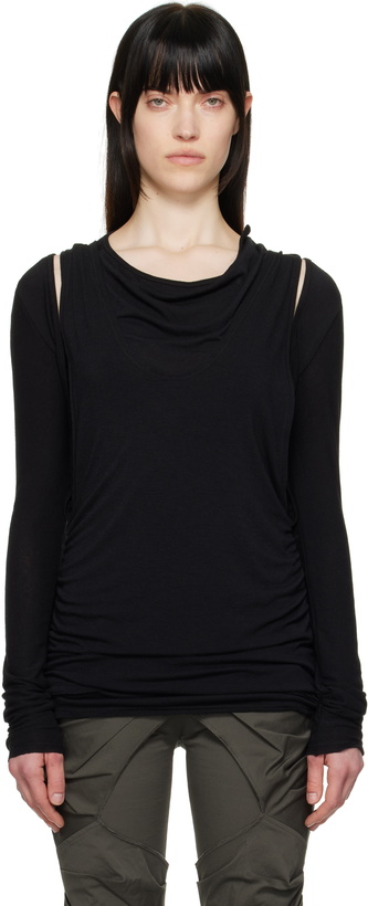 Photo: OPEN YY Black Convertible Bolero T-shirt