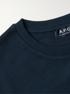 A.P.C. - Logo-Flocked Cotton-Jersey Sweatshirt - Blue