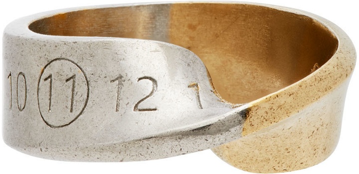 Photo: Maison Margiela Gold & Silver Twisted Logo Ring