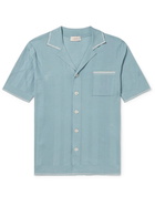 Altea - Flat Coast Slim-Fit Camp-Collar Ribbed Cotton Shirt - Blue