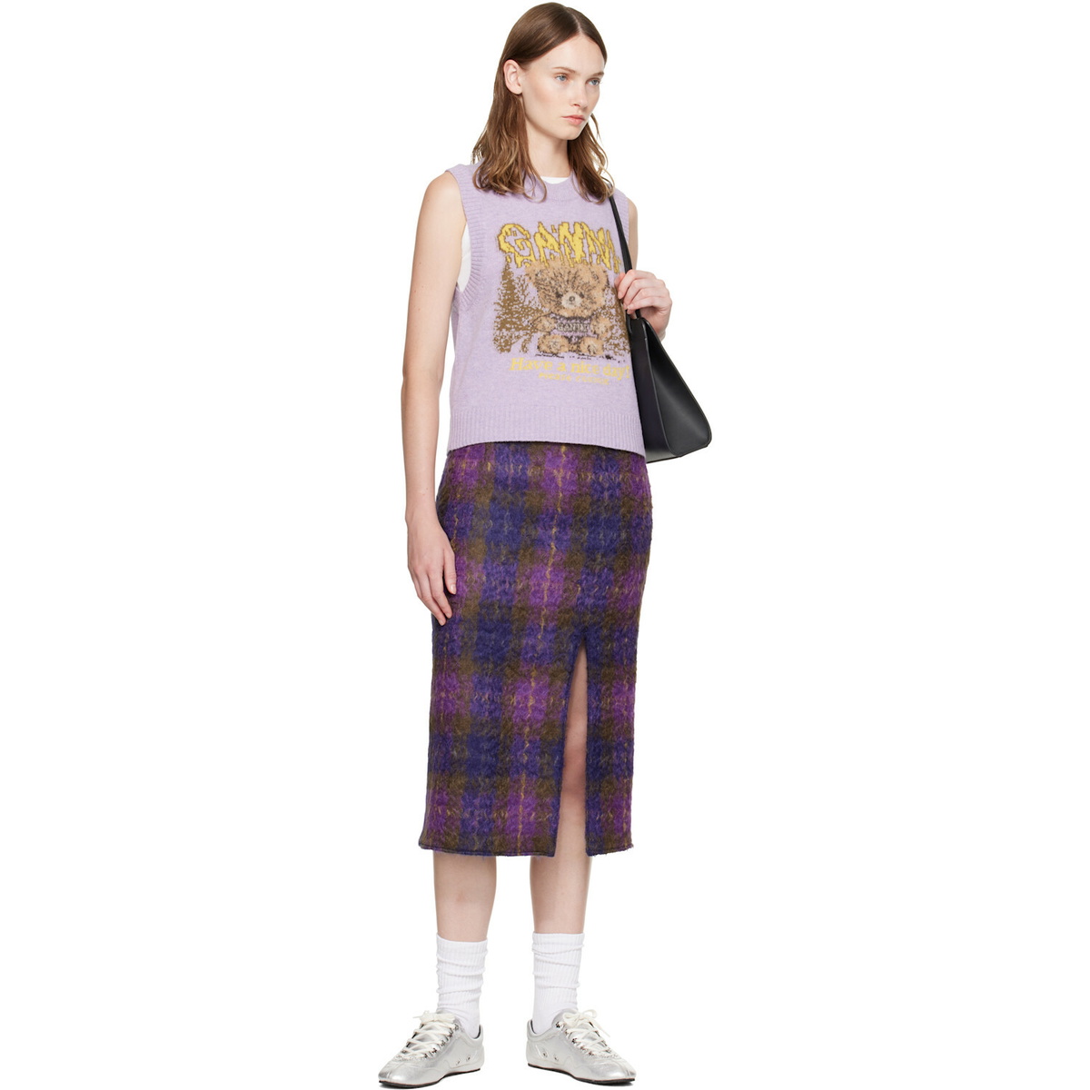 GANNI Purple Forest Teddy Sweater Vest